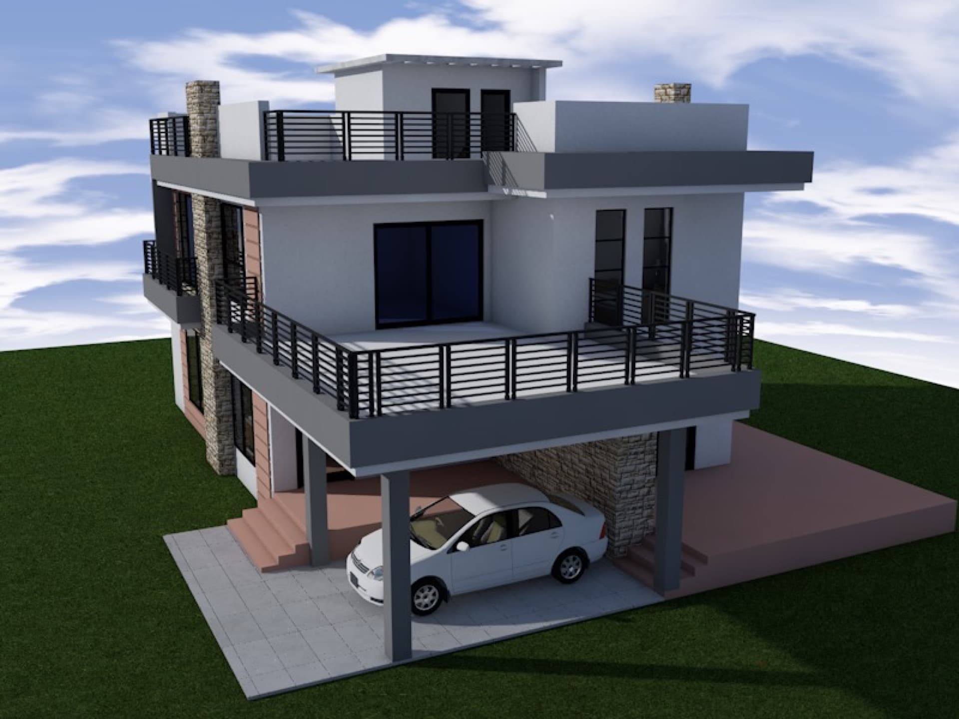 Modern Flat-Roof Maisonette view 2
