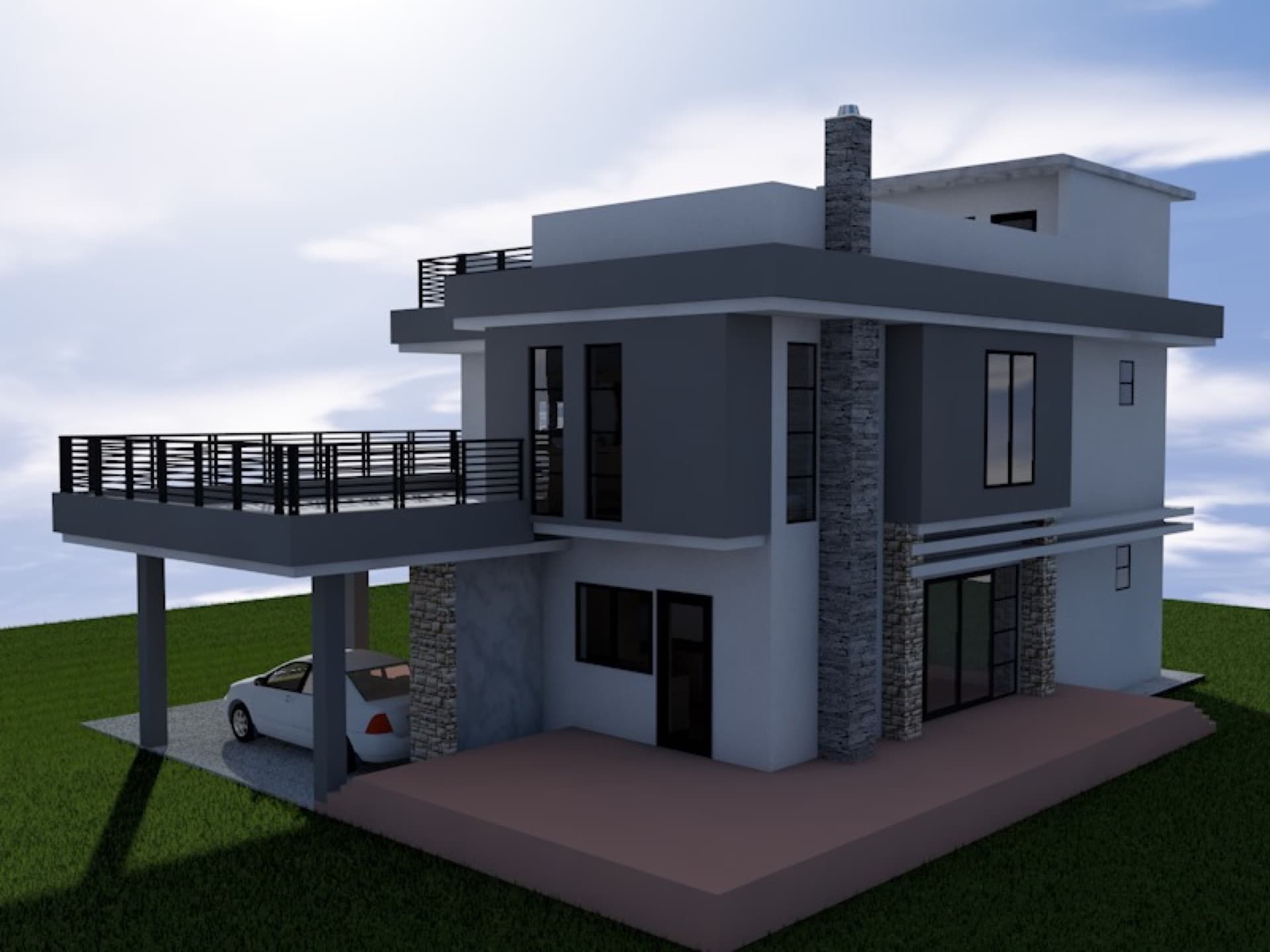 Modern Flat-Roof Maisonette view 8