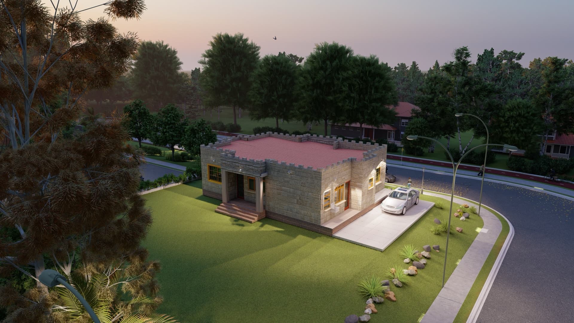 Stone Bungalow with Flat Roof view 6