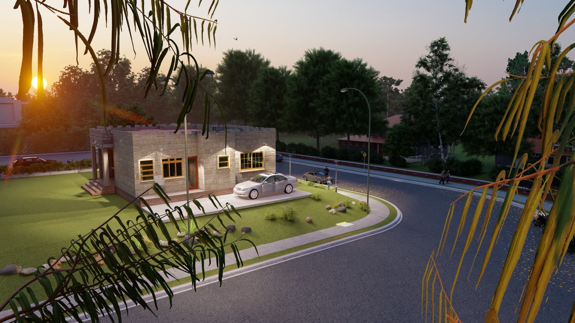 Stone Bungalow with Flat Roof view 7
